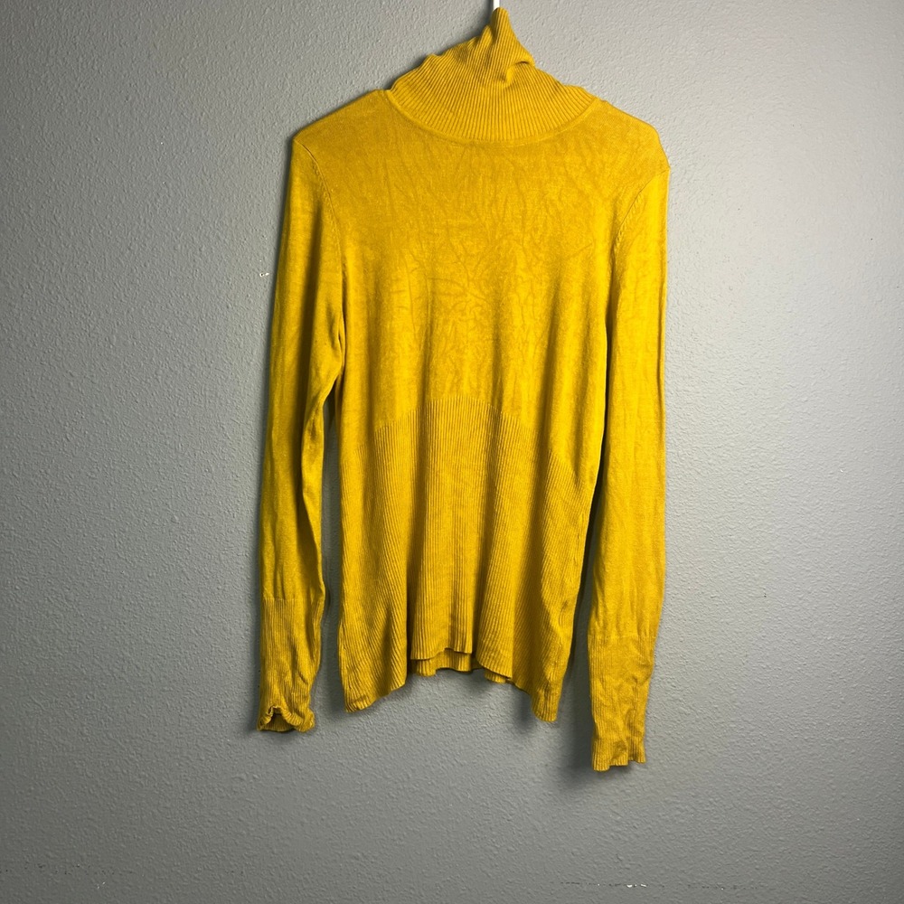 Apostrophe Womens XL Yellow Ribbed Turtleneck Sweater Viscose Nylon Spandex L/SL